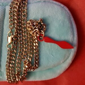 NIB Christian Louboutin Red Shoe Silhouette NECKLACE